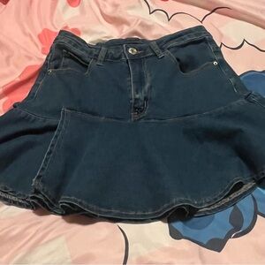 SHEIN Dark Blue Denim Skater Skirt